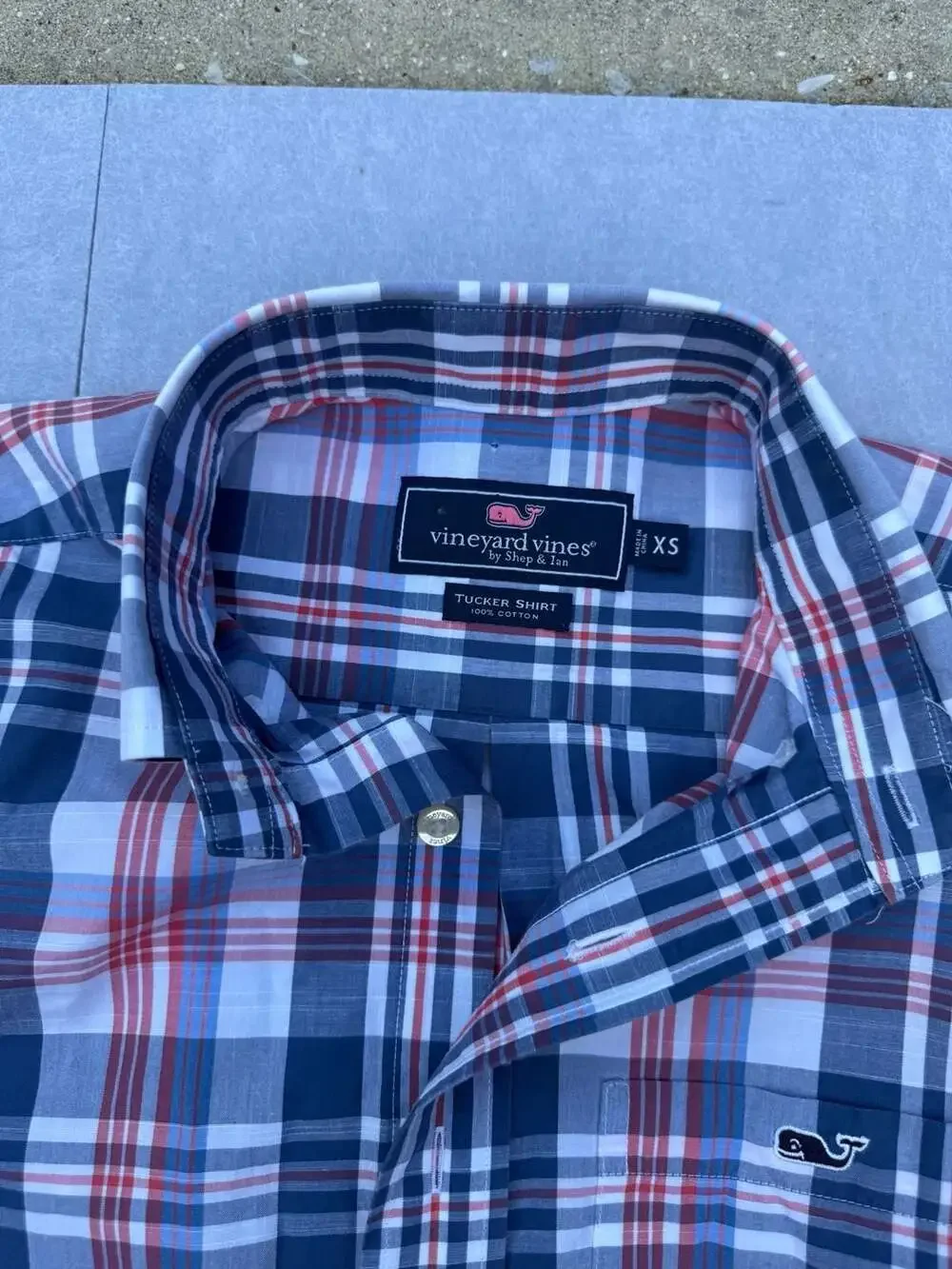 Vineyard Vines Tucker Shirt Size XS Blue Plaid Short Sleeve Button Up